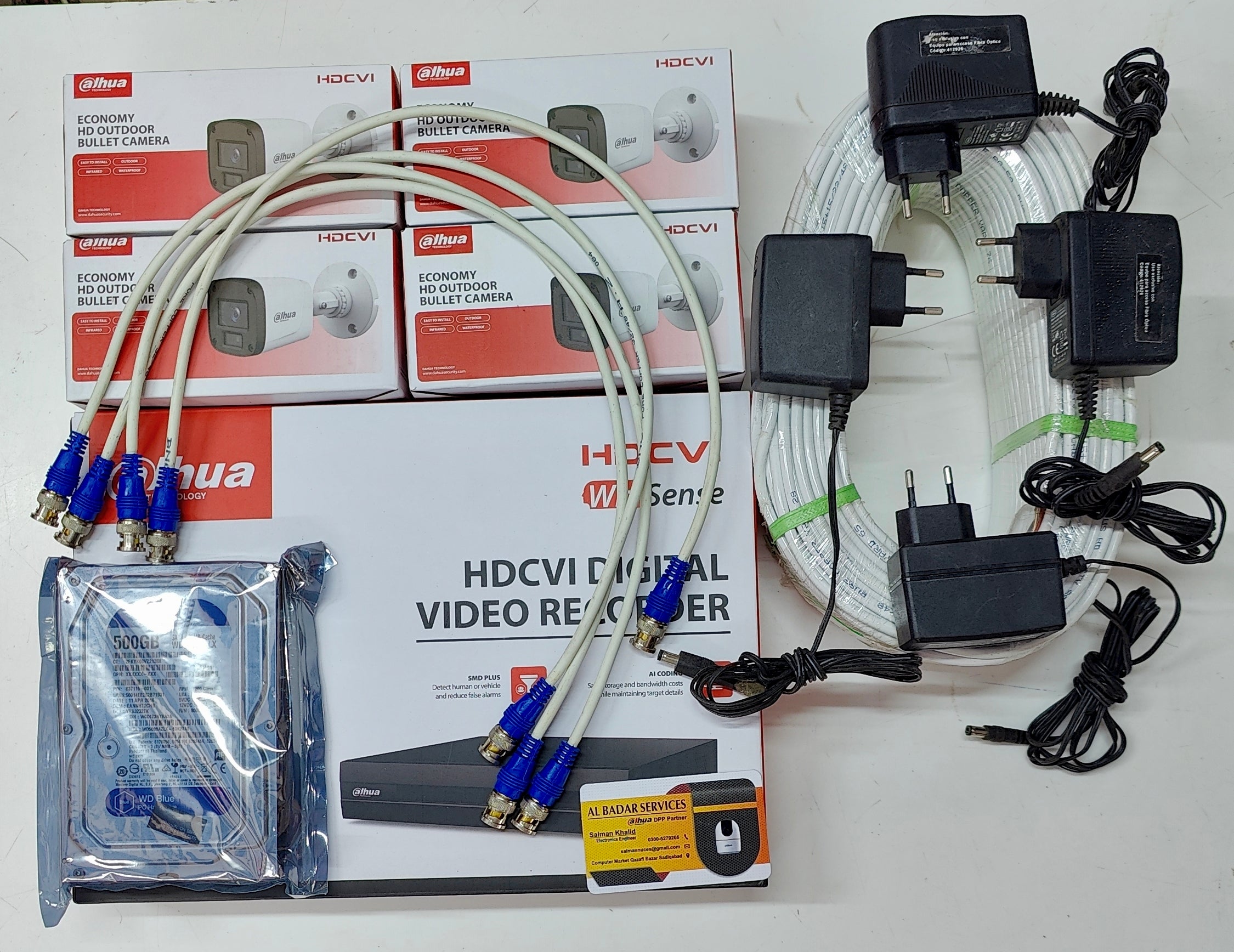 4 HDCVI CCTV Cameras Complete Setup